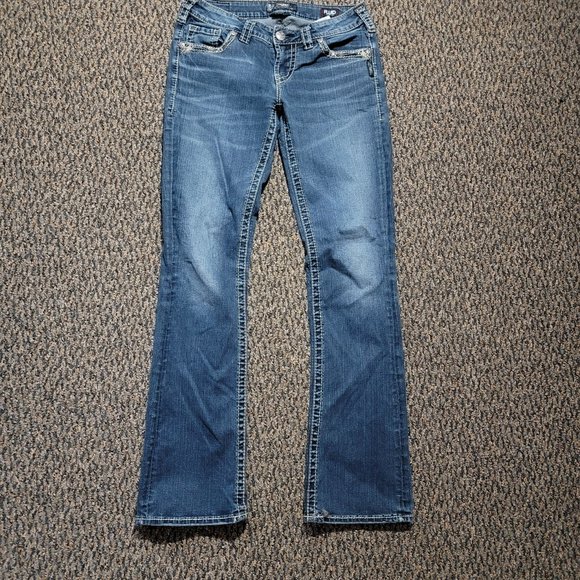 Silver AIKO Mid Slim Boot Cut Fluid Denim Jeans Size 29 - Picture 5 of 15